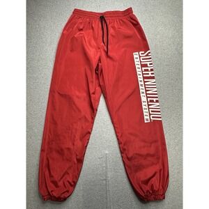Super Nintendo SNES Pants Adult Medium Red Track Athletic Straight Men's